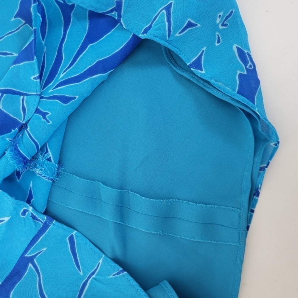Ralph Lauren Tropical Rayon Crop Top Turquoise Size XS Blue - Picture 7 of 12